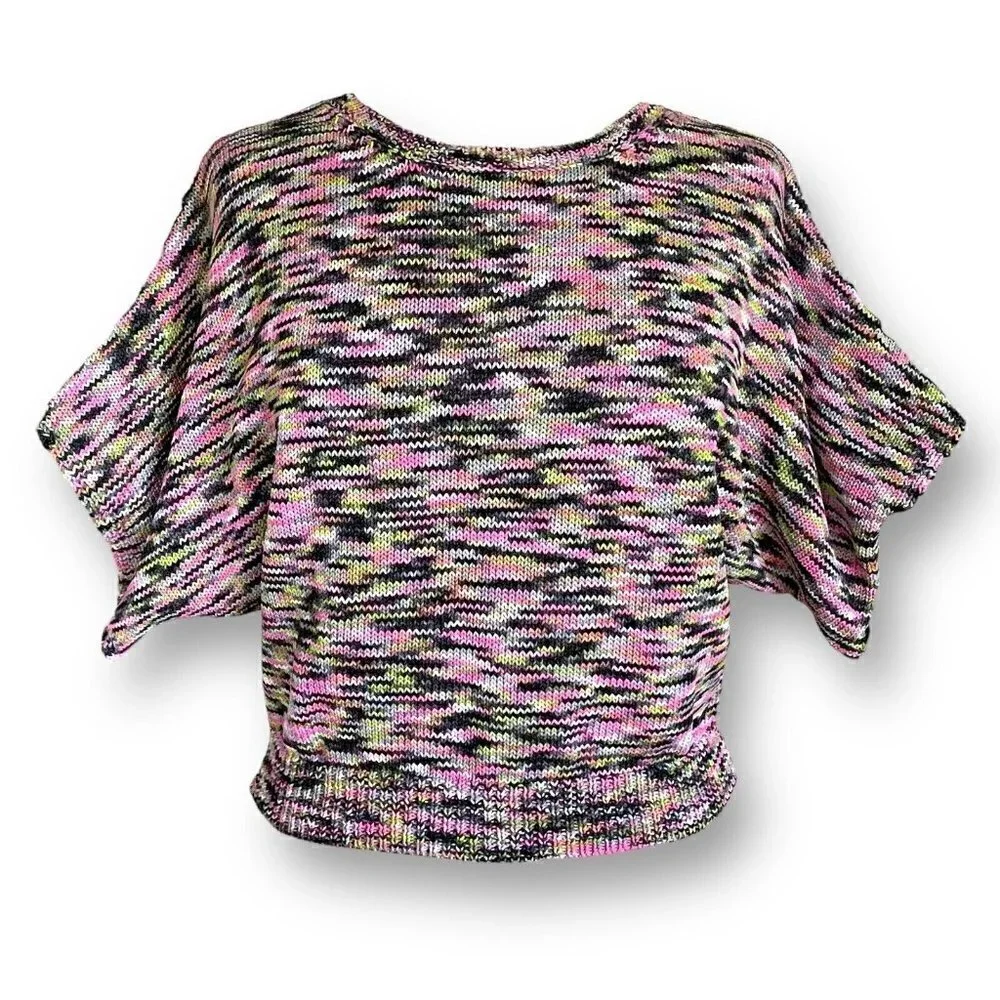 Suoli Womens Space Dye Sweater Sz IT 40 US S Pink Green Gray Cotton Vback Jumper